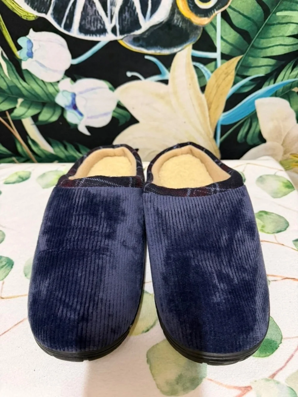 totes Navy Blue Corduroy Slip-On Men’s House Slippers